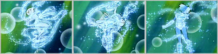 I nastri d'acqua avvolgono il corpo della ragazza